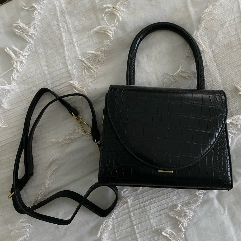 Small faux croc leather bag